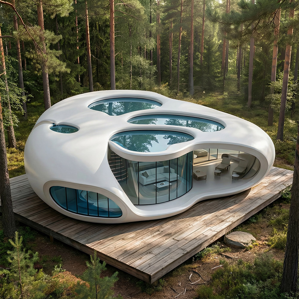 Szabálytalan alakú, egyrétegű levehető Apple Cabin kapszula