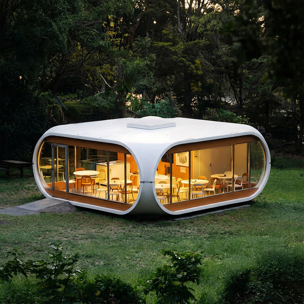 Szabálytalan alakú, egyrétegű levehető Apple Cabin kapszula