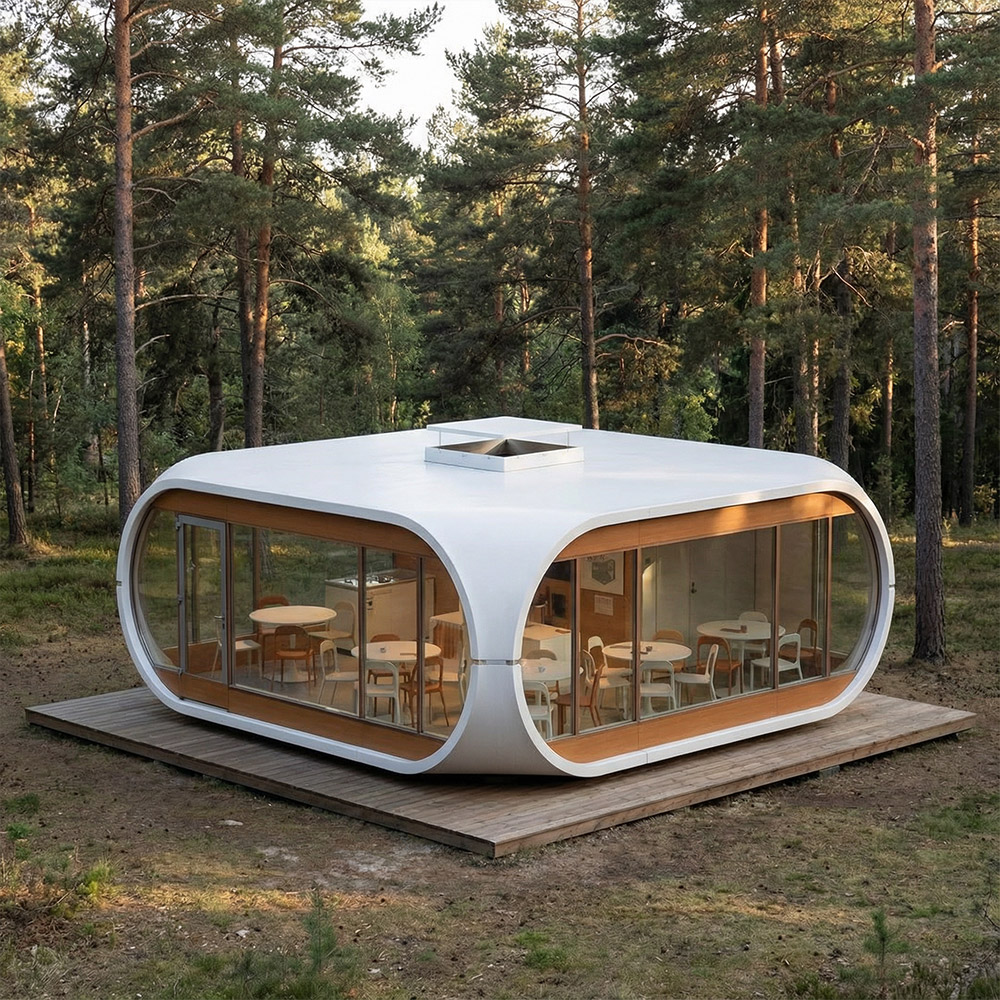 Szabálytalan alakú, egyrétegű levehető Apple Cabin kapszula